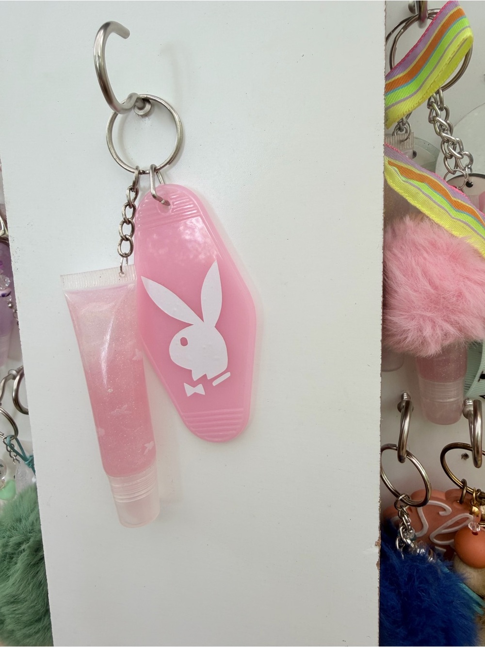 PLAYBOY Pink Bunny Lip Gloss Keychain